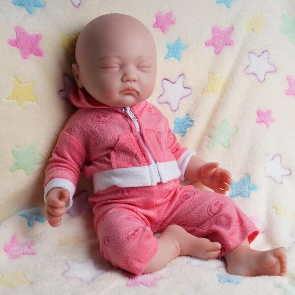 🆕18Inch Realistic Full Body Silicone Closed Eyes and Mouth Newborn Baby Girl - Picture 6 of 10